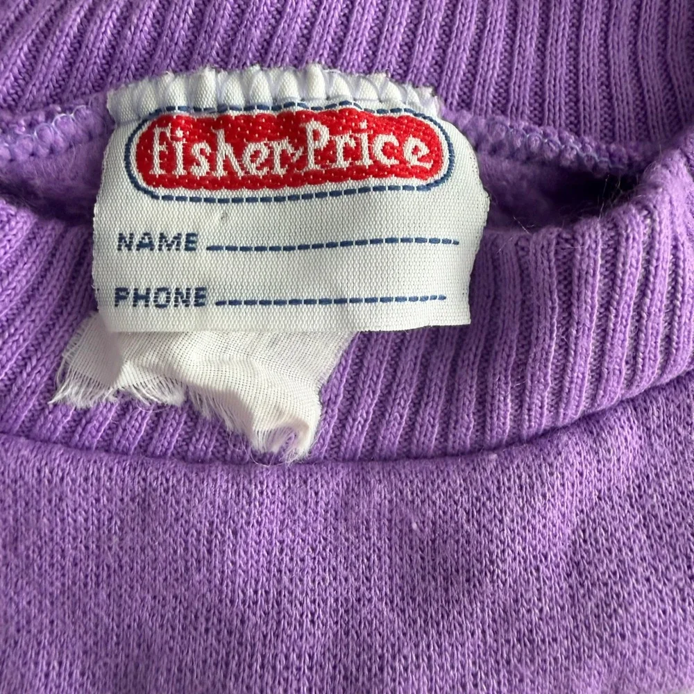Vintage Kids Fisher Price Purple White Colorblock Retro Classic Sweatshirt